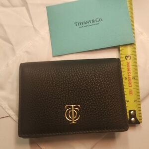 Tiffany & Co. Black Card Holder with Gold Emblem